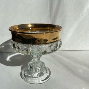 Indiana Glass Gold Flashed Kings Crown Footed Compote